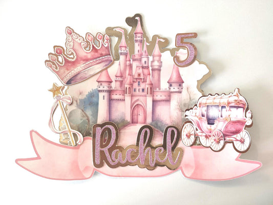 Princess cake topper decoration custom Princess castle cake topper carriage personalised party decorations girl birthday