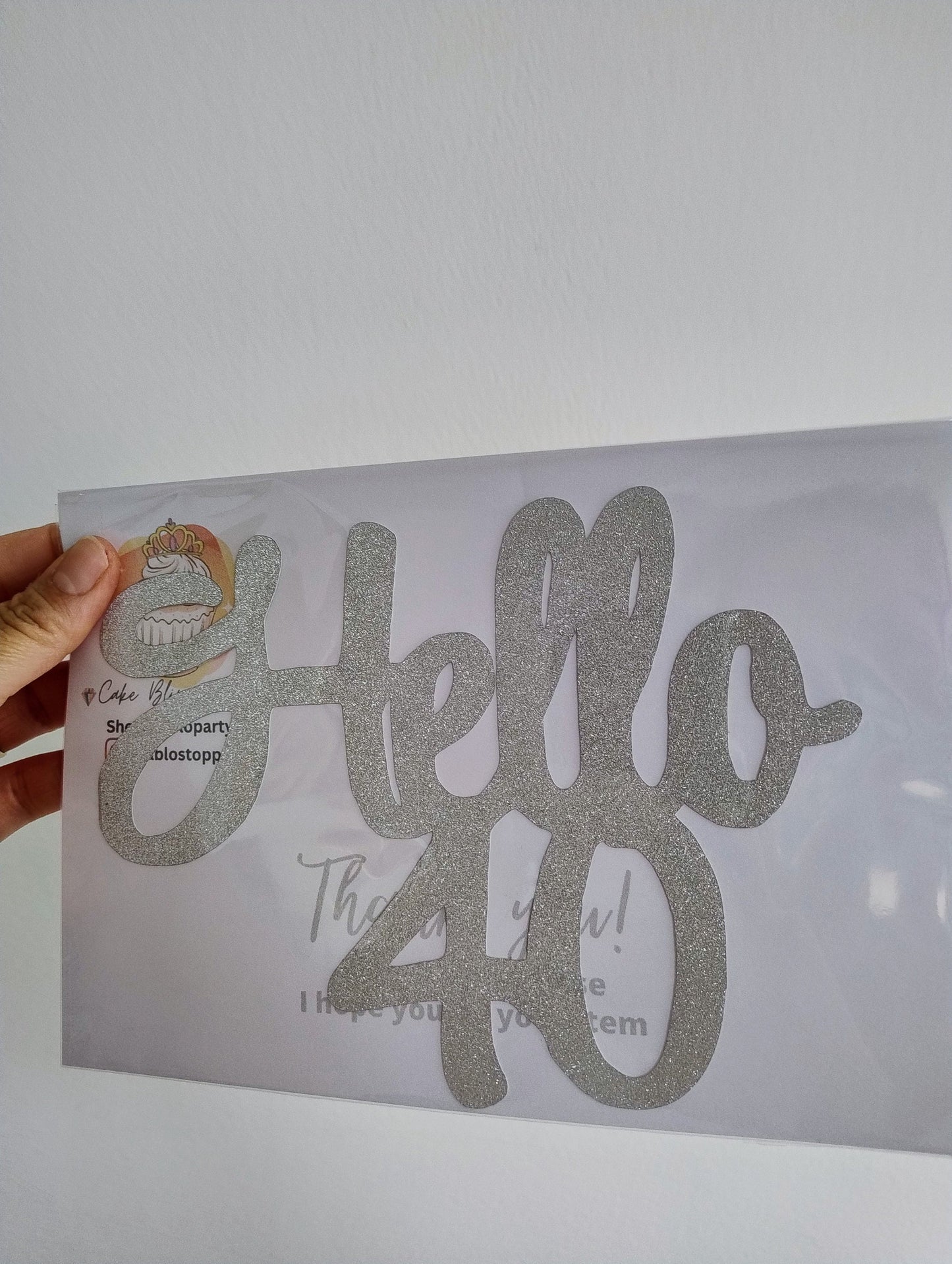 Hello 40 Glitter cake topper, 40th Birthday Cake Topper, 40th Birthday Cake Topper, Birthday Cake, Celebration, Glitter Cake Topper