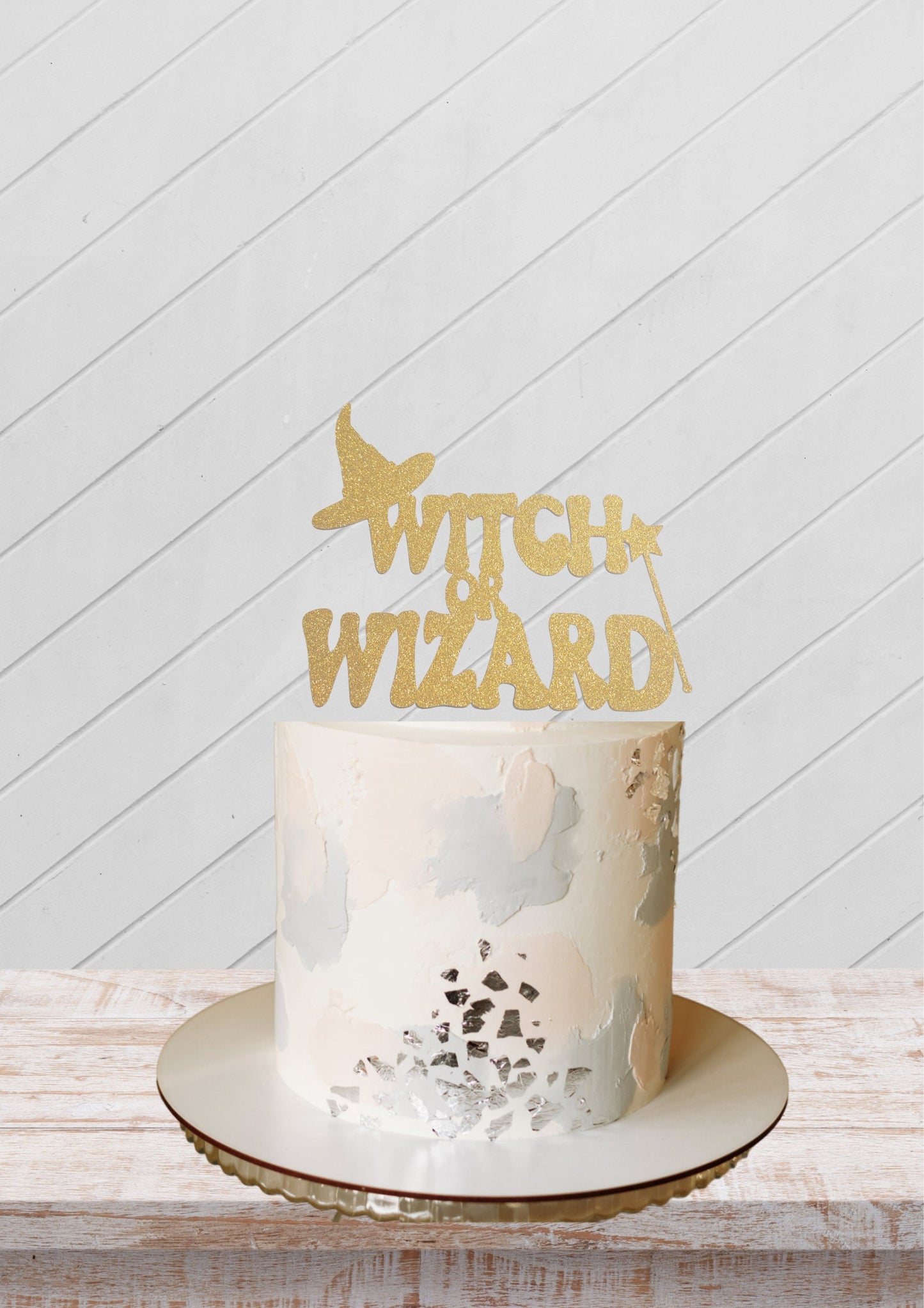 Witch or wizard cake topper, Halloween gender reveal cake topper, baby shower topper