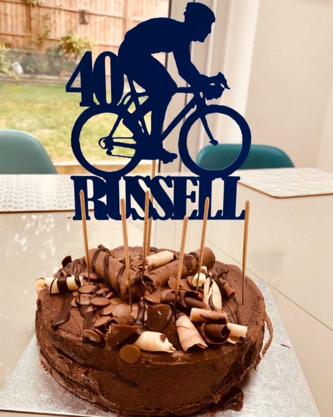 cyclist cake topper, cycle cake topper, birthday cake topper, personalised cake topper