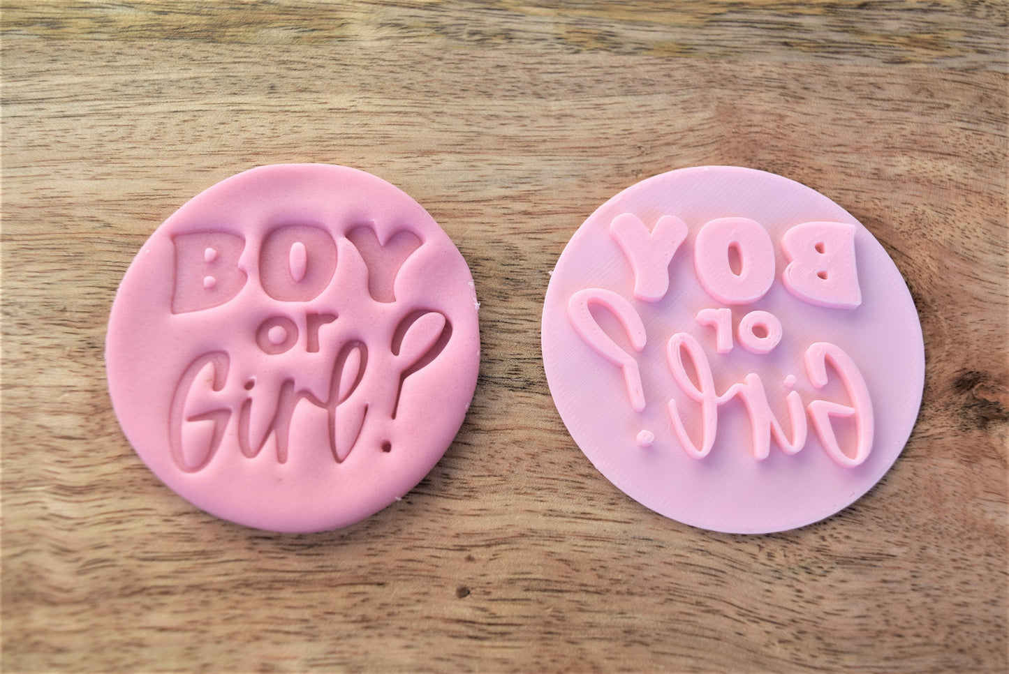 Boy or Girl cookie fondant stamp, gender reveal decorations