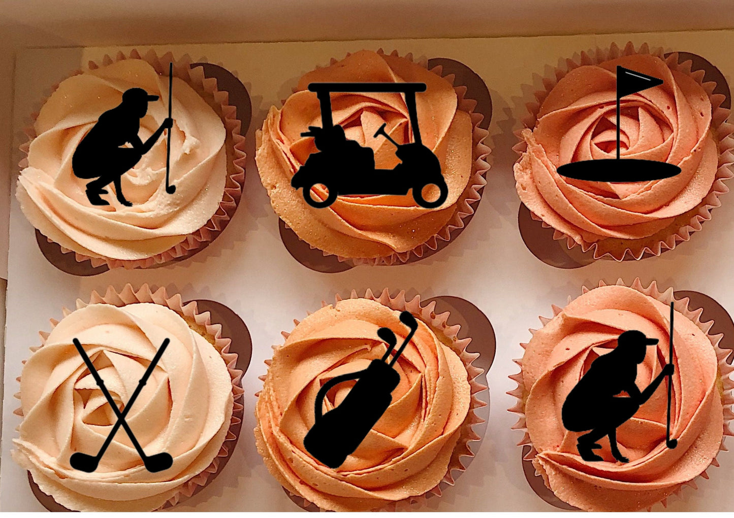 Golf cupcake topper, cupcake decoration, female and male golf player, cupcake topper