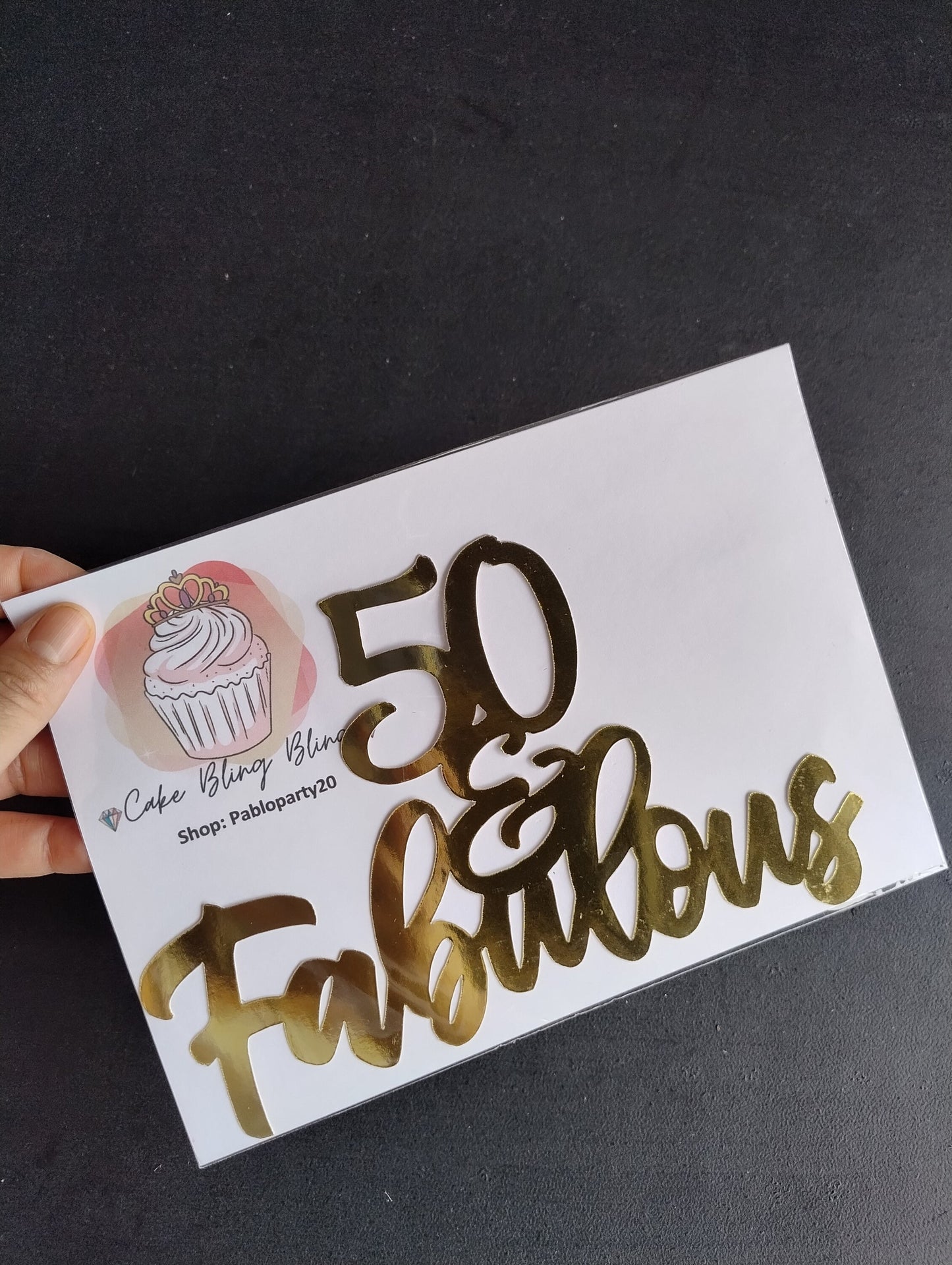 50 And Fabulous Glitter Cake Topper, birthday cake decoration for special birthday, glitter cake topper